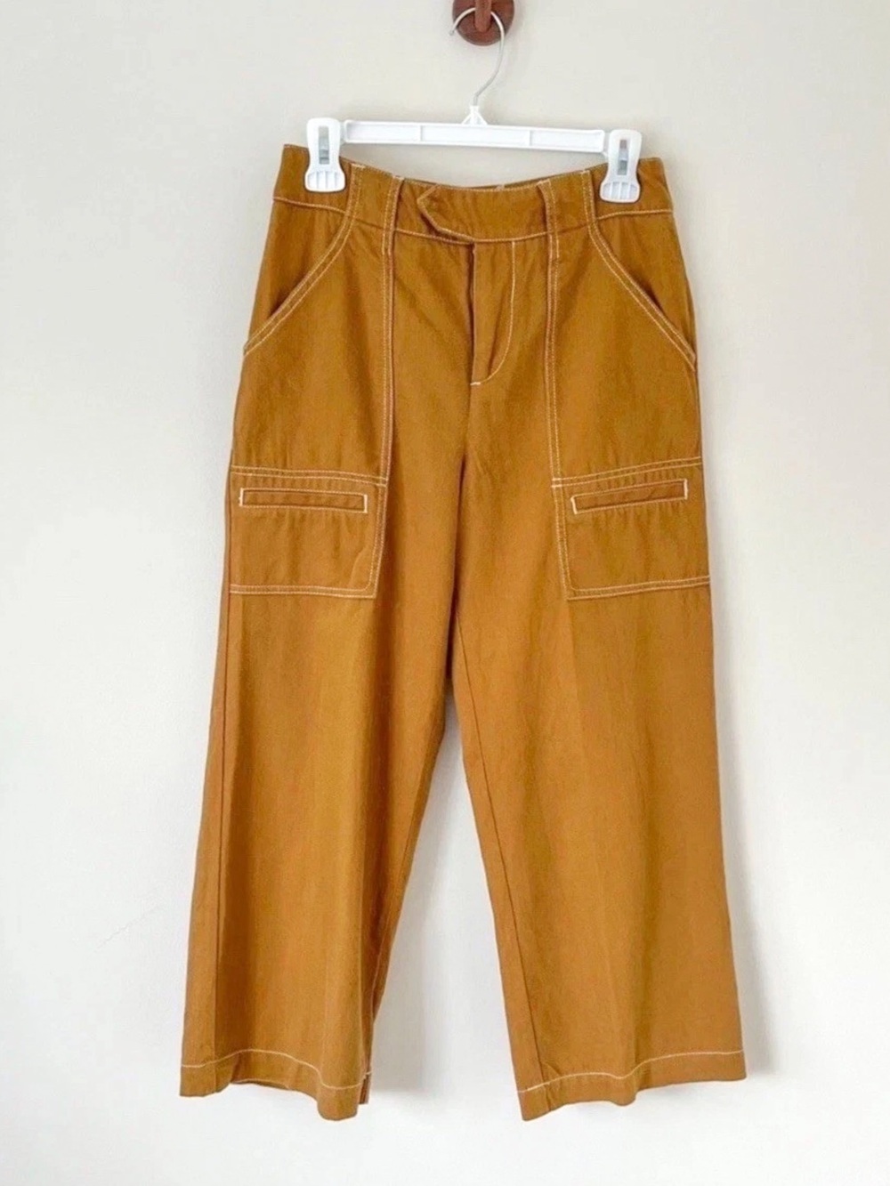 ANTHROPOLOGIE Wide Leg Utility Cargo Pants Brown Cotton 90s Y2K Earthy Women’s 2